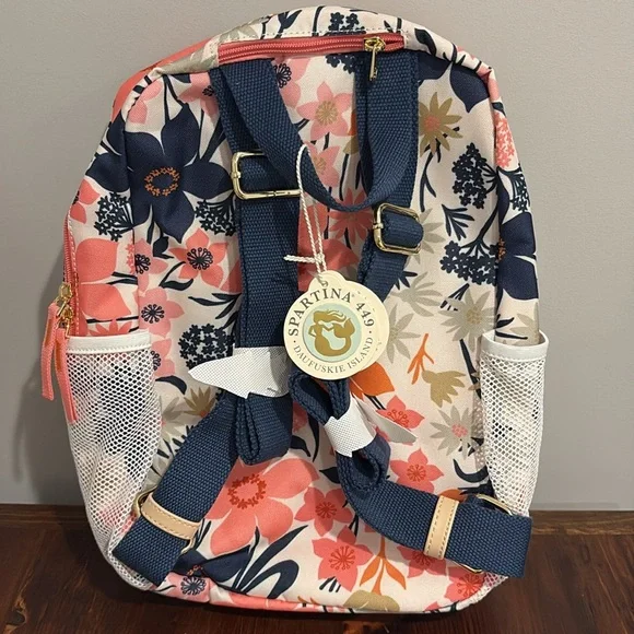 Spartina 449 Floral Backpack - Navy, Coral, Olive - Picture 4 of 10